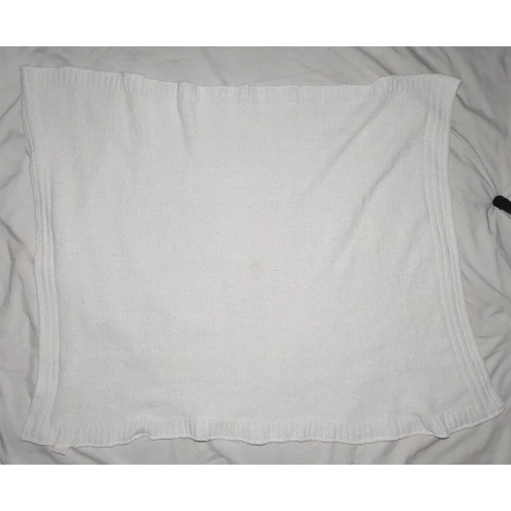 White Chenille Baby Blanket‎ Solid SOFT 35x45 Unbranded Unisex Lovey Ribbed Edge